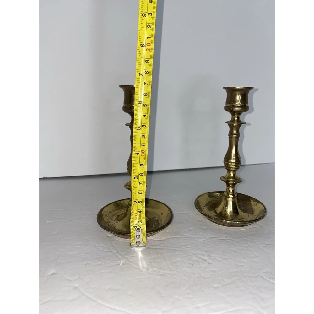 Vintage Made in England Brass Patina Candlestick‎ 6.5